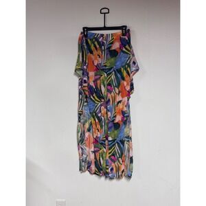 Tropical Floral Print Maxi Skirt with Front Knot and Side Slits Medium